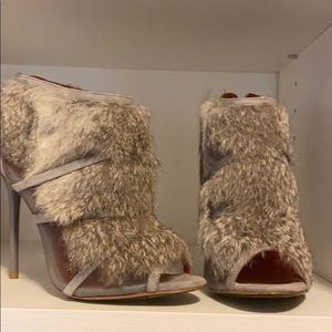 New worn Charles Jourdan fur booties